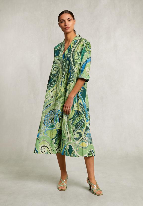 Blue/Green Fantasy V-Neck Dress - Vert