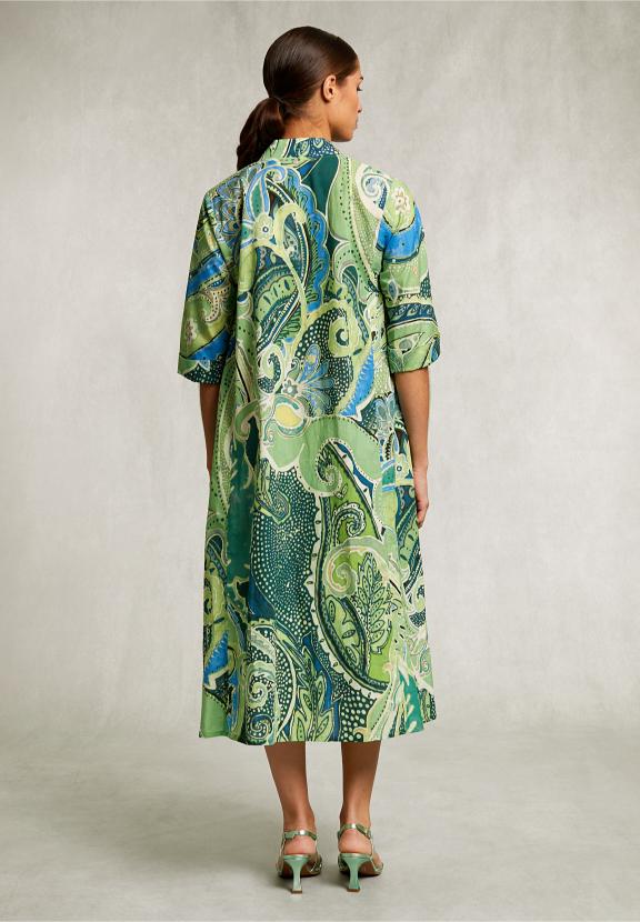 Blue/Green Fantasy V-Neck Dress - Vert