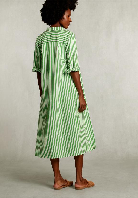 Green/White Long Striped Dress - Vert