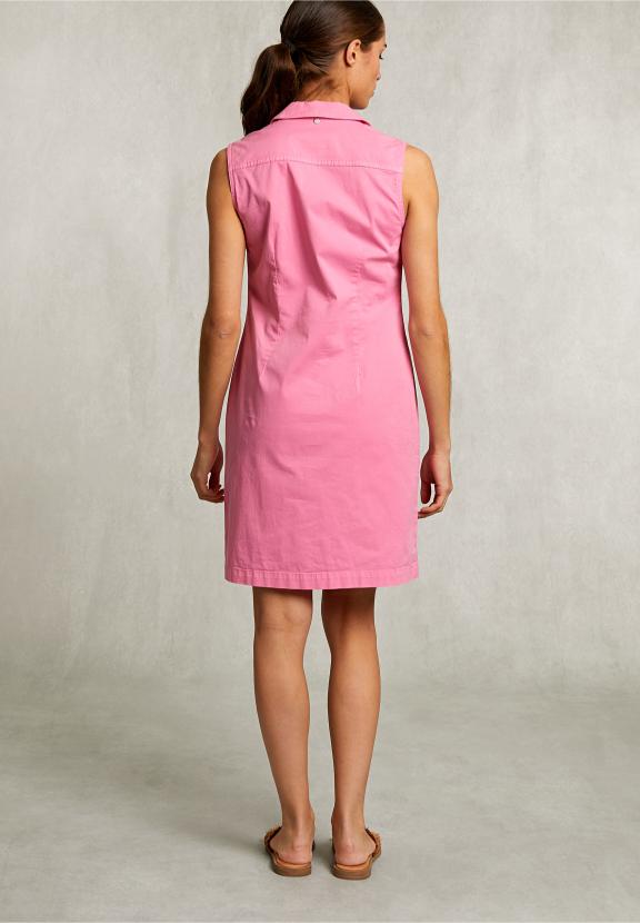 Pink Cotton Sleeveless V-Neck Dress - Rose