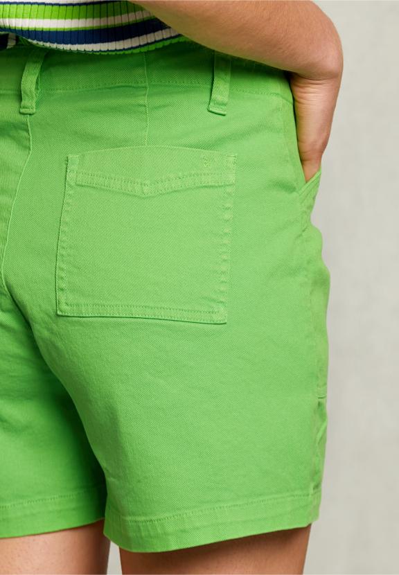 Green Cotton Short Applied Pockets - Vert