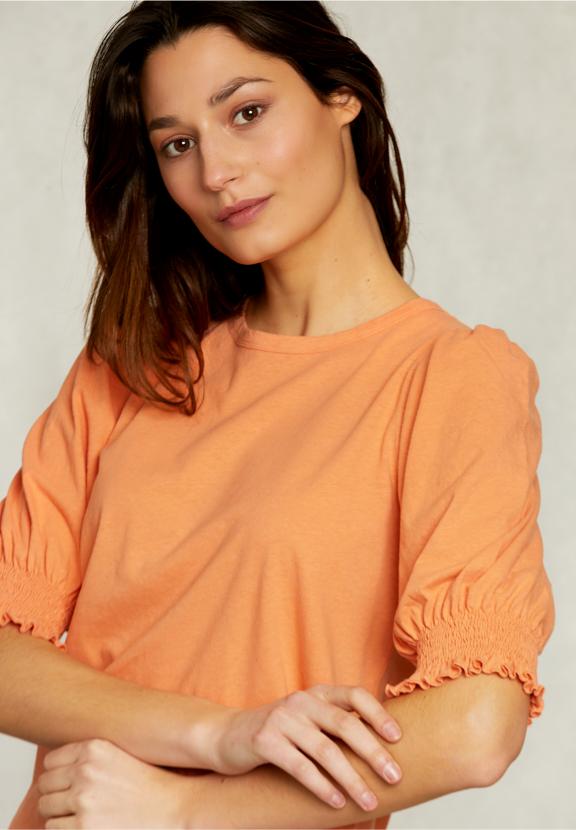 Orange T-Shirt 3/4 Sleeves With Smock - Orange