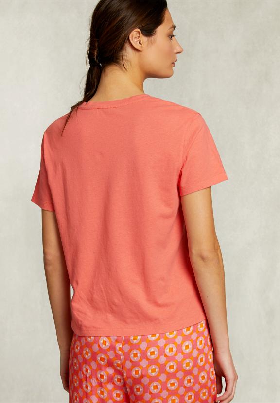 Red Basic V-Neck T-Shirt - Orange
