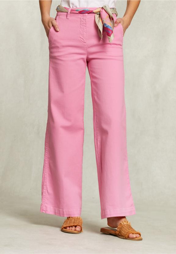 Pink Cotton High Waist Pants - Rose