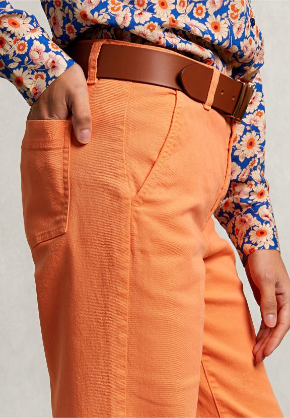 Orange Wide Cotton Pants - Orange