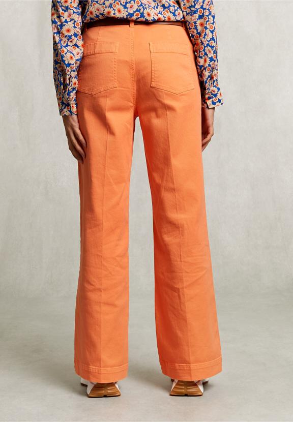 Orange Wide Cotton Pants - Orange