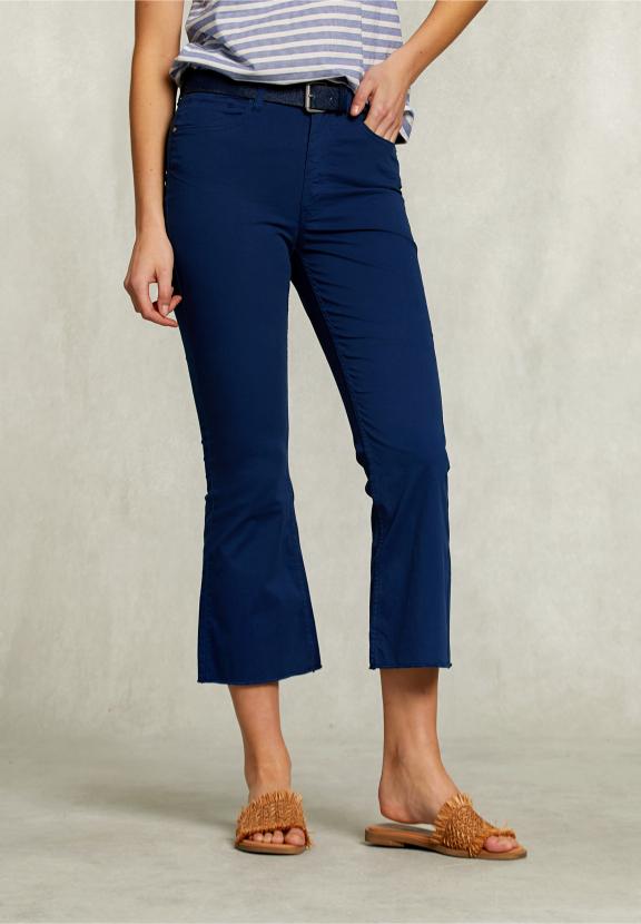 Blue Cropped Flare Pants - Bleu