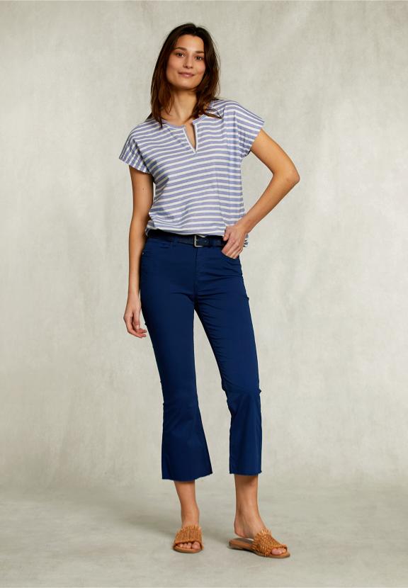 Blue Cropped Flare Pants - Bleu