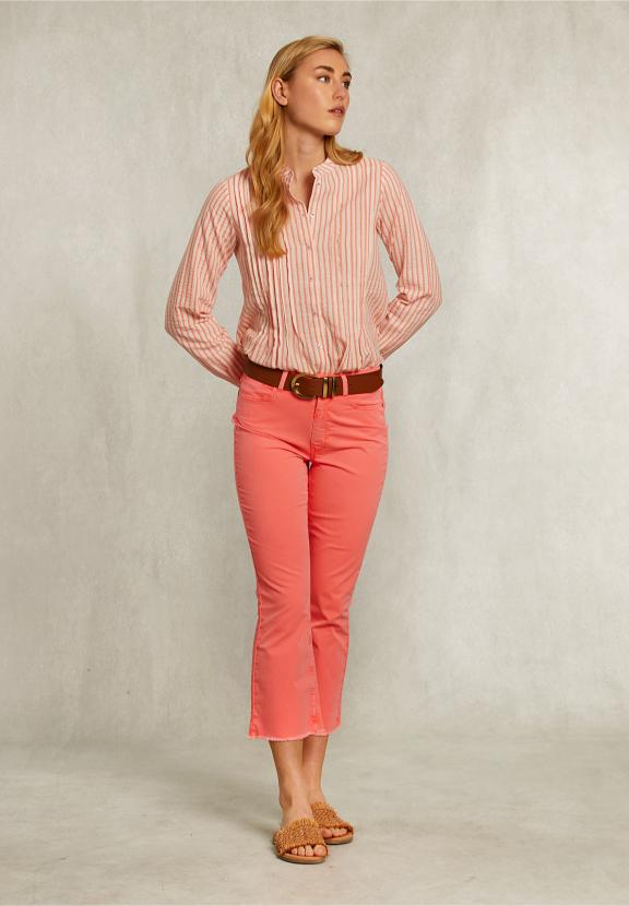 Pink Cropped Flare Pants - Rose