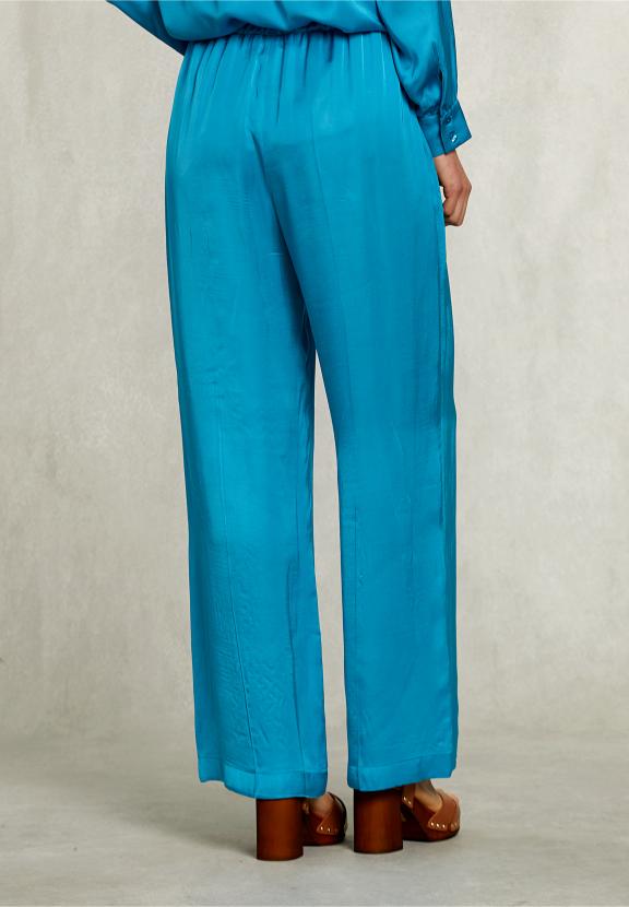 Petrol Loose Pants Elastic Waist - Bleu
