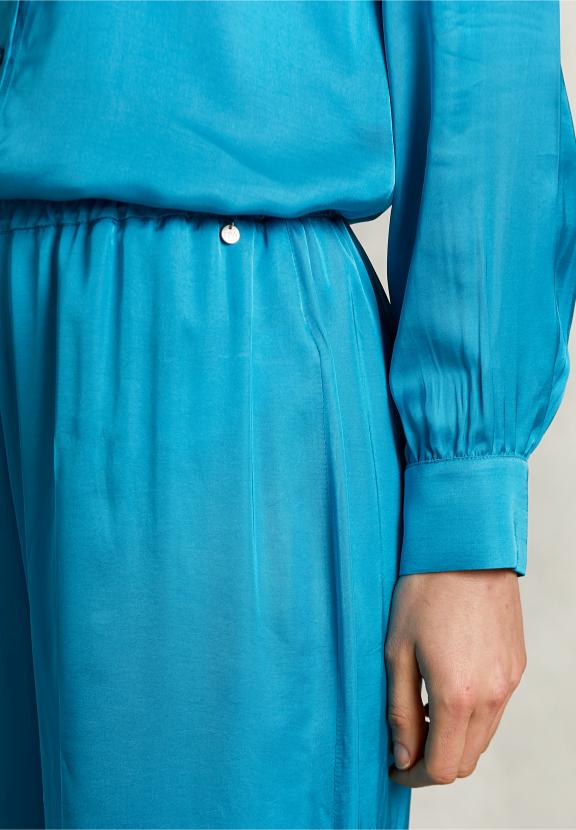 Petrol Loose Pants Elastic Waist - Bleu