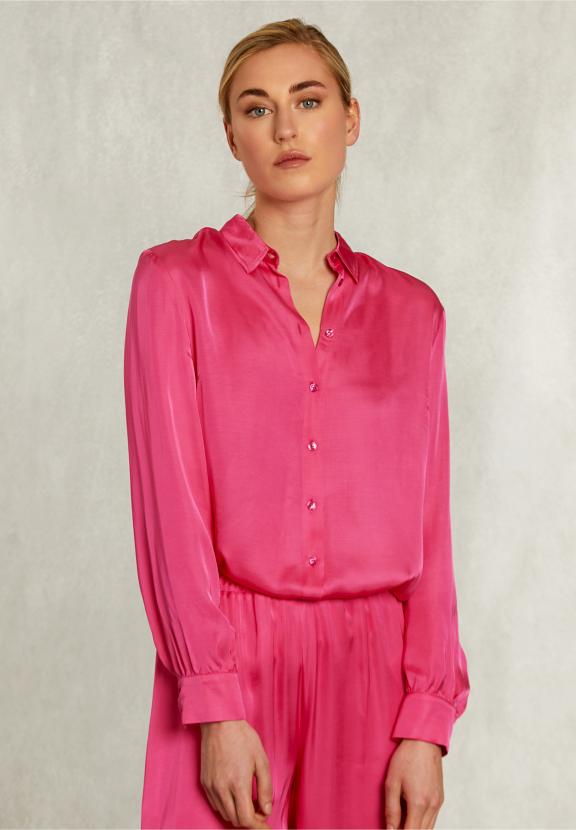 Fushia Viscose Blouse With Buttons - Rose
