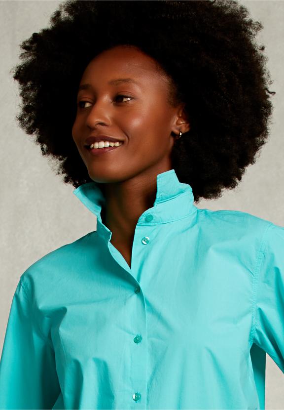 Turquoise Uni Centered Blouse - Vert