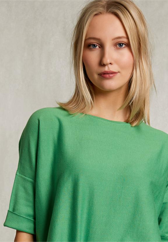 Green Sweater Ajour On Back - Vert
