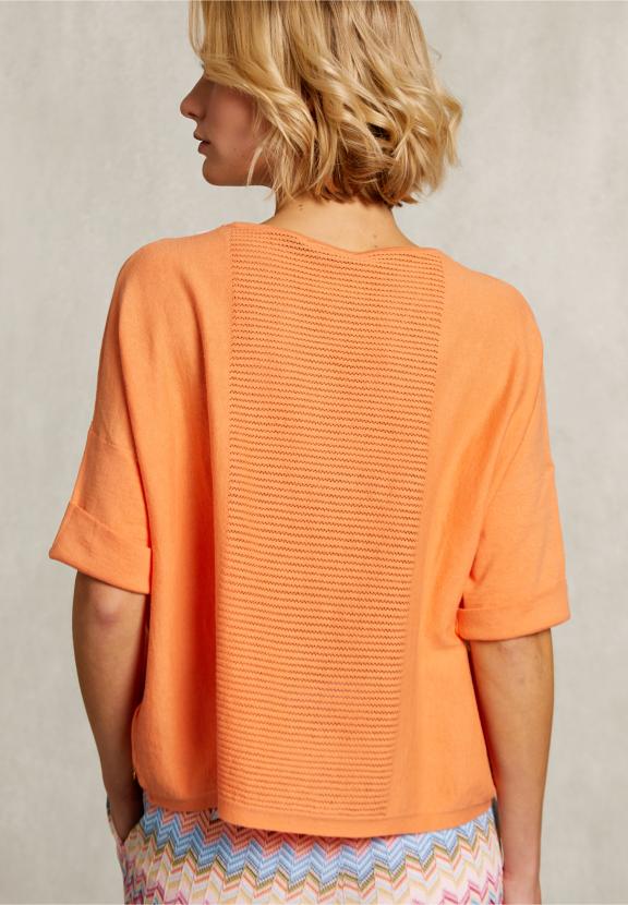 Orange Sweater Ajour On Back - Orange