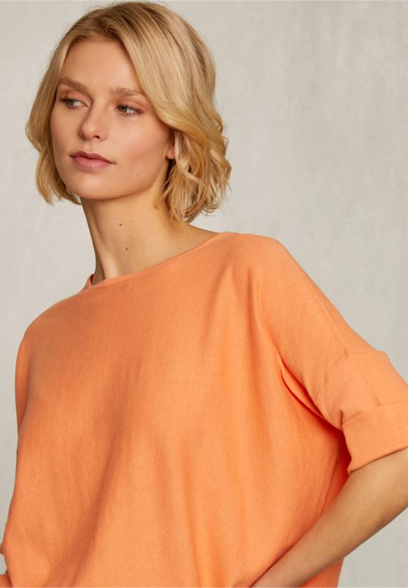 Orange Sweater Ajour On Back - Orange