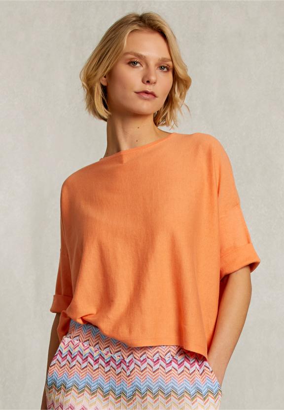 Orange Sweater Ajour On Back - Orange