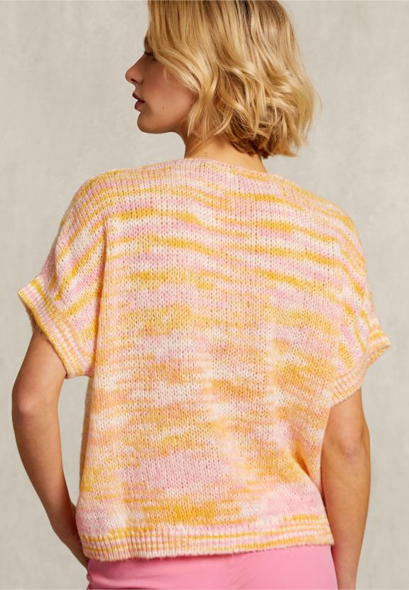 Pink/Orange Striped V-Neck Spencer - Jaune