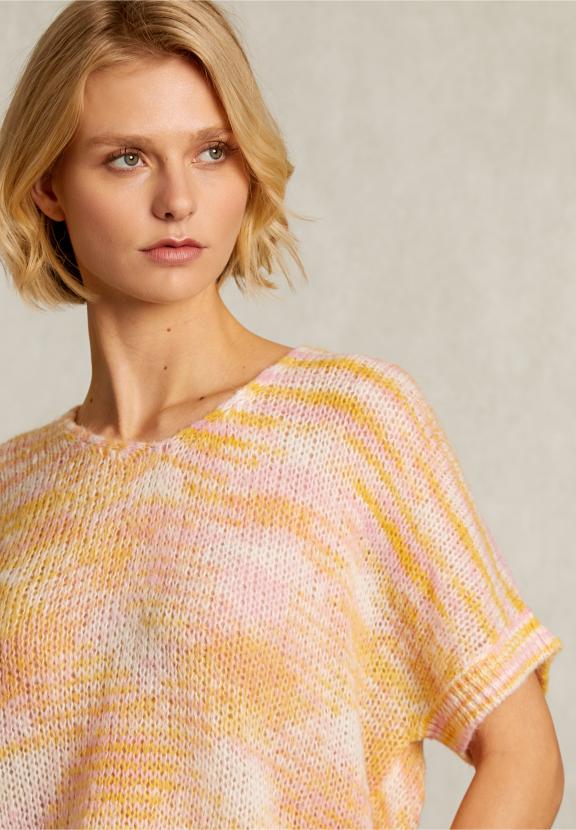 Pink/Orange Striped V-Neck Spencer - Jaune