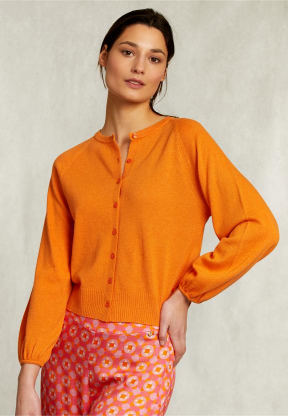 Orange Cardigan With Buttons - Orange