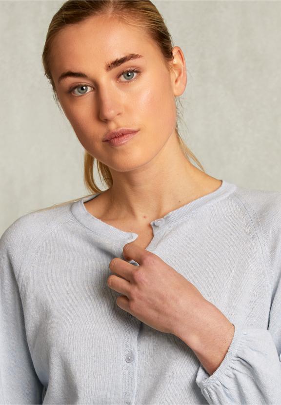 Light Blue Cardigan With Buttons - Bleu