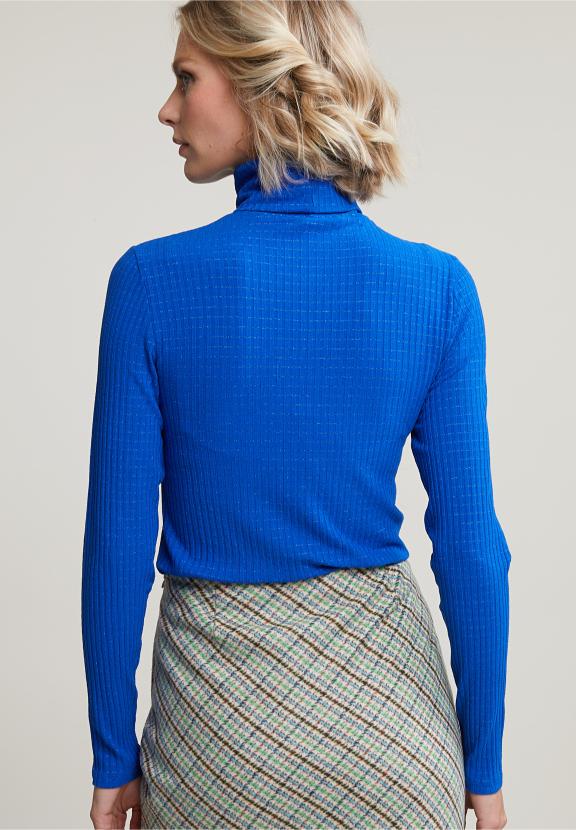 Blue Ribbed Glitter T-Shirt - Bleu