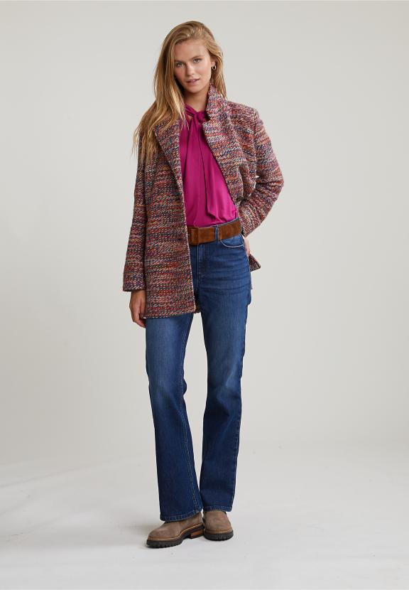 Magenta Roll Neck T-Shirt With Bow - Violet