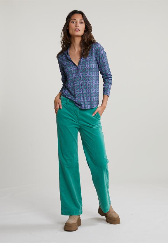 Purple/Green Fantasy V-Neck T-Shirt - Bleu