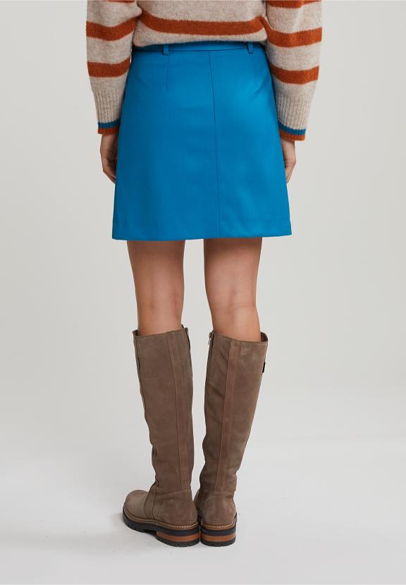 Turquoise Short Belted Skirt - Bleu