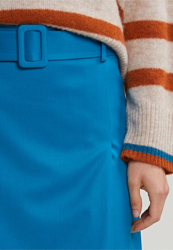 Turquoise Short Belted Skirt - Bleu