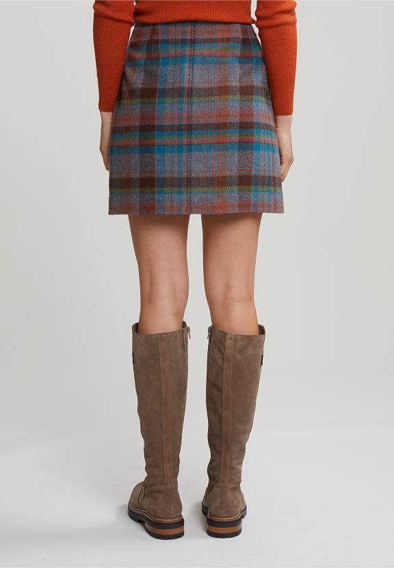 Multi Checked Short Buttoned Skirt - Multi