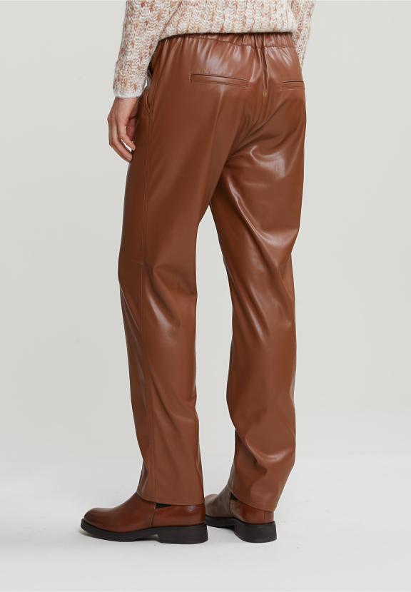 Brown Vegan Leather Pants - Marron