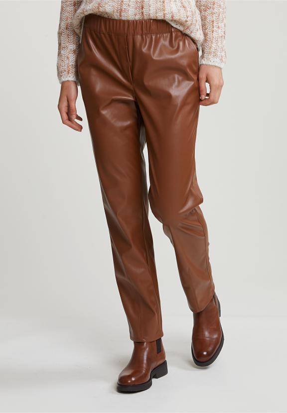 Brown Vegan Leather Pants - Marron