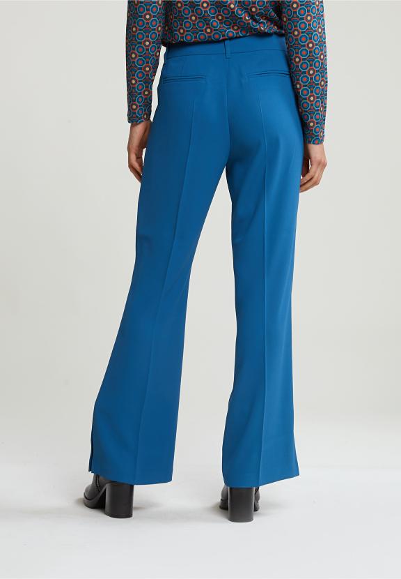 Petrol Classic Pants With Side Slit - Bleu
