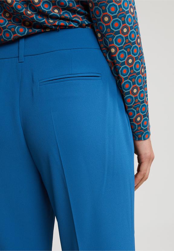 Petrol Classic Pants With Side Slit - Bleu