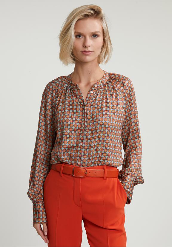 Orange/Green Fantasy Blouse With Buttons - Multi