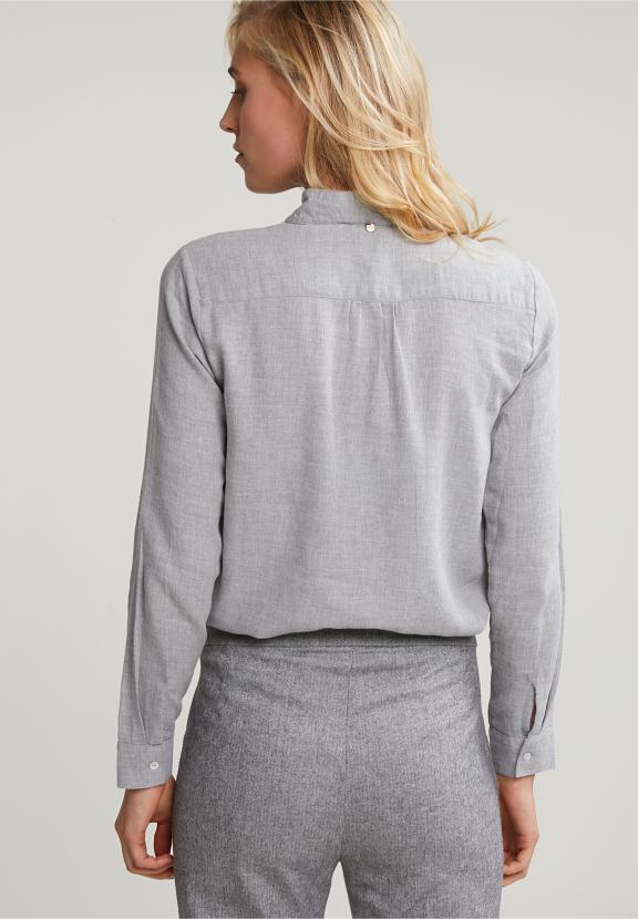 Grey Blouse Fancy Collar - Gris