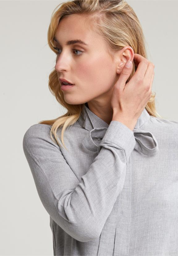 Grey Blouse Fancy Collar - Gris