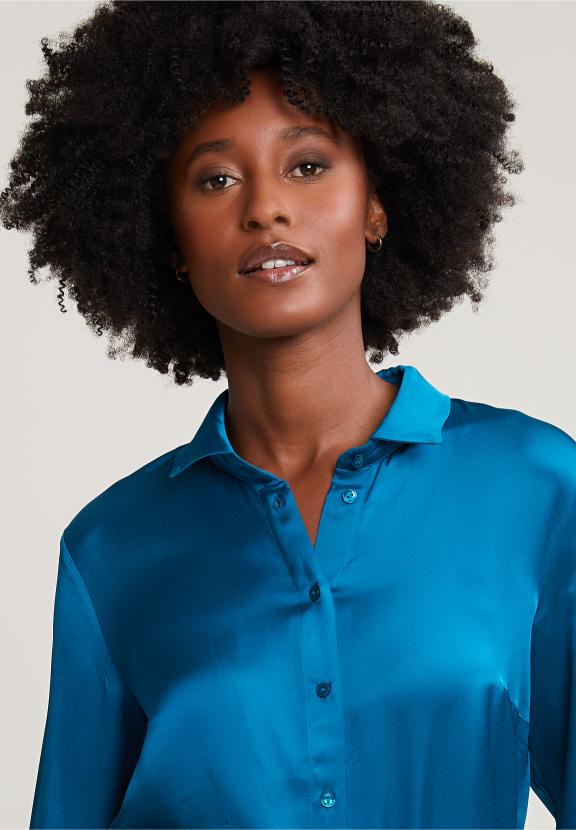 Petrol Classic Blouse - Bleu
