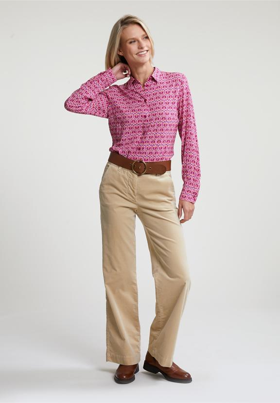 Pink/Beige Fantasy Blouse Long Sleeves - Rose