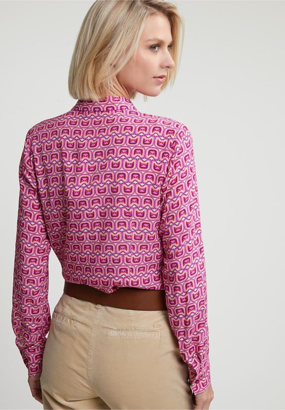 Pink/Beige Fantasy Blouse Long Sleeves - Rose