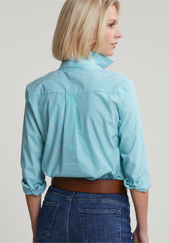 Green/White Striped Blouse Long Sleeves - Vert