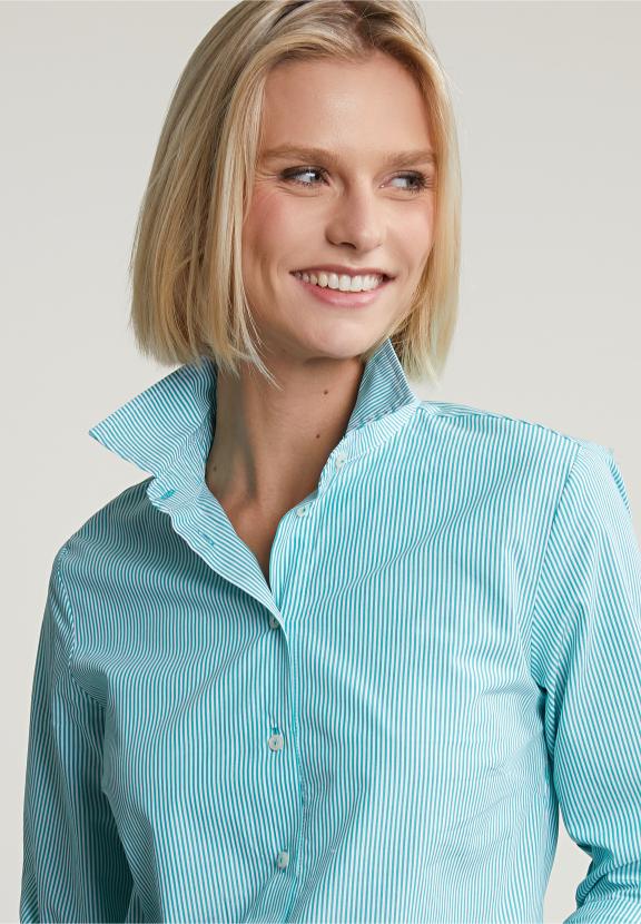 Green/White Striped Blouse Long Sleeves - Vert