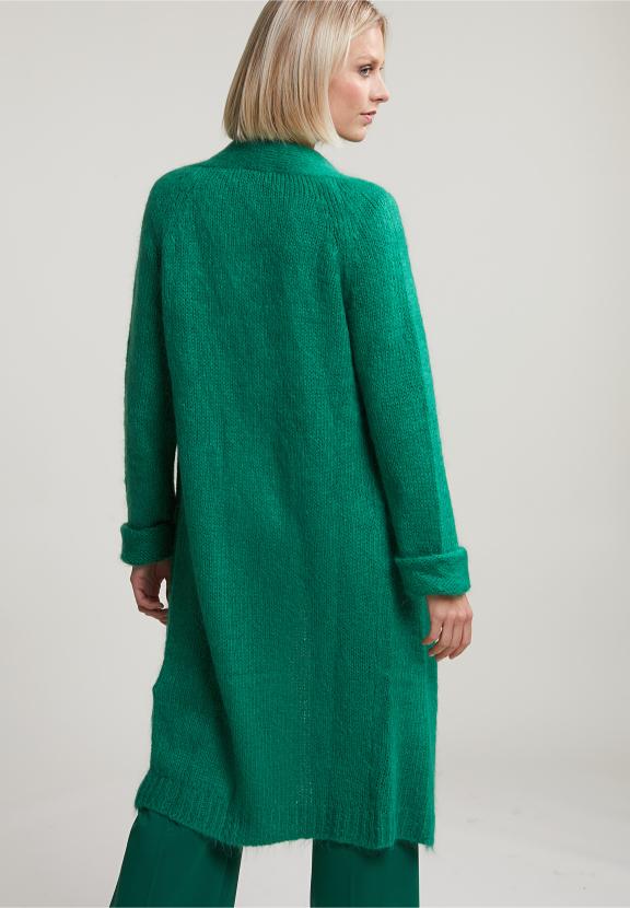 Green V-Neck Cardigan Long Sleeves - Vert