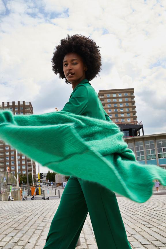 Green V-Neck Cardigan Long Sleeves - Vert