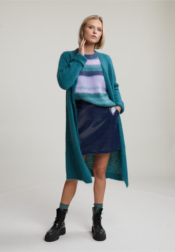 Green V-Neck Cardigan Long Sleeves - Vert