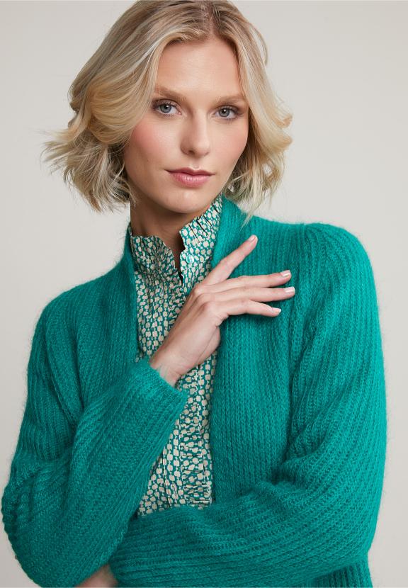 Green Long Cardigan Long Sleeves - Vert