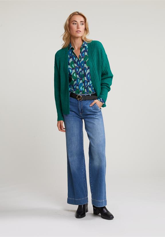 Green Woolen V-Neck Cardigan - Vert