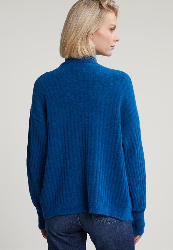 Petrol Woolen V-Neck Cardigan - Bleu