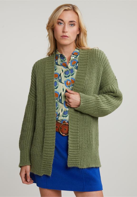 Green Short V-Neck Cardigan - Vert